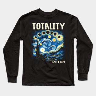 Total Solar Eclipse 2024 4.08.24 Starry Night Painting Long Sleeve T-Shirt